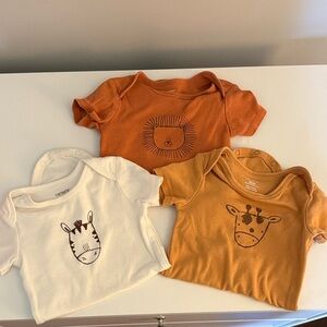Carter's Baby Animal Print Onesies - White, Orange, Brown